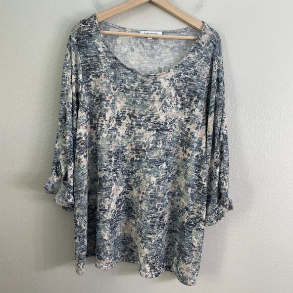 Rose + Olive Womens Plus 3X Lightweight Knit Shirt Tunic Top 3/4 Ruffle Sleeves - Picture 6 of 8